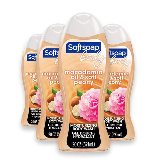 Softsoap - Moisturizing Body Wash, Luminous Oils Macadamia Oil & Peony - 20 Oz - 4 Pack