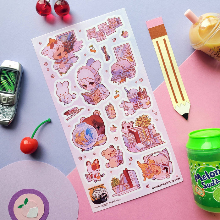 Sticker Sheet Cozy Study & Chill Scenes