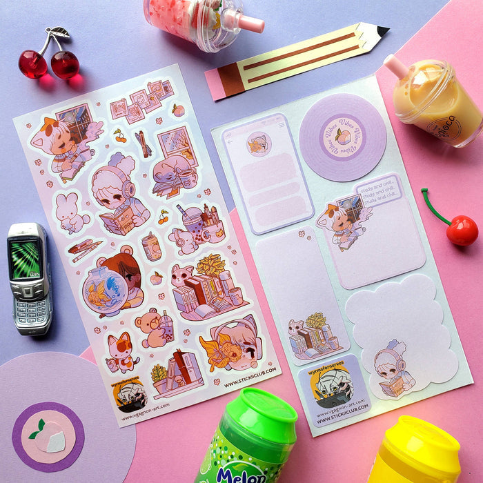 Sticker Sheet Cozy Study & Chill Scenes