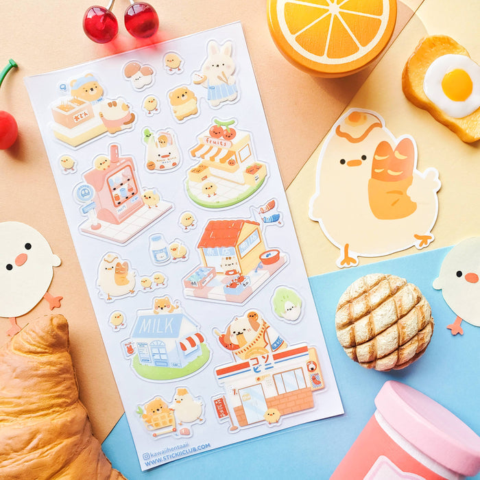 Sticker Sheet Duckies Shopping At Market