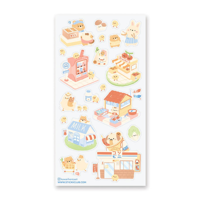 Sticker Sheet Duckies Shopping At Market