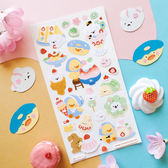 Sticker Sheet Fluffy Friends & Kawaii Treats
