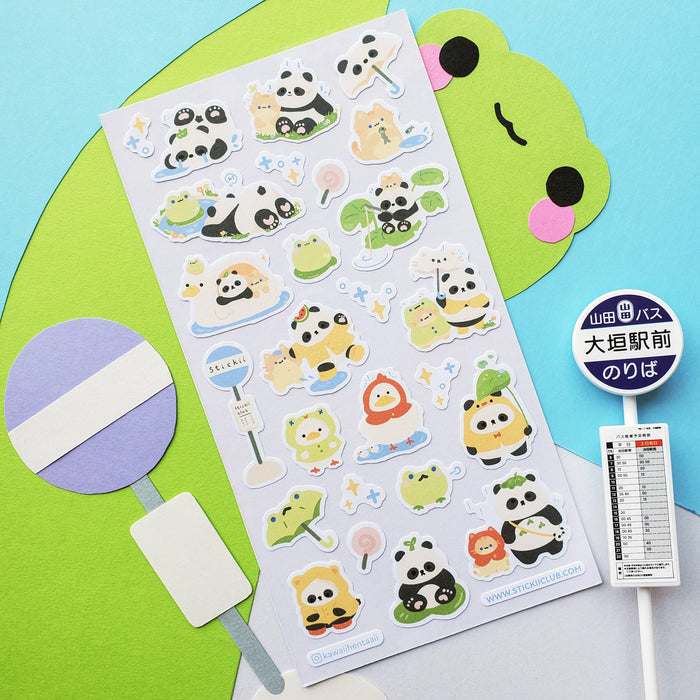 Sticker Sheet Pandas Rainy Day