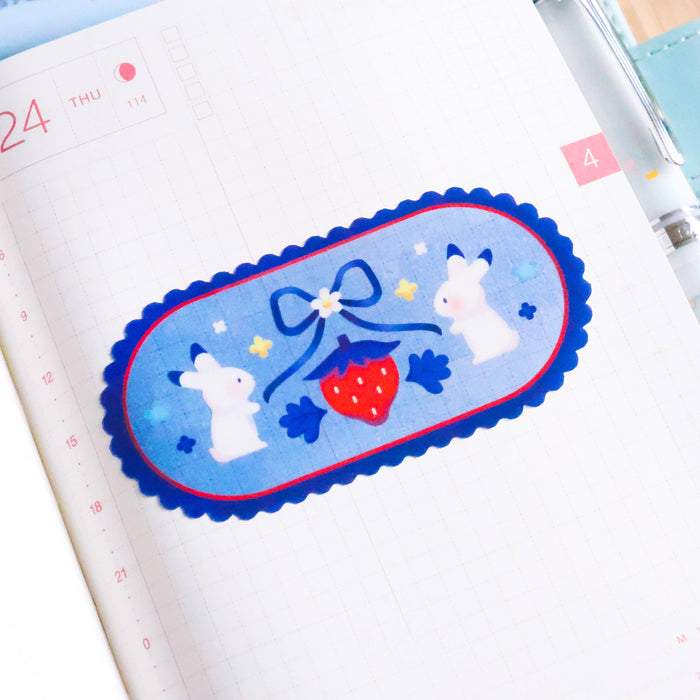 Strawberry Bunnies Transparent Vinyl Sticker