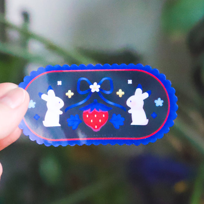 Strawberry Bunnies Transparent Vinyl Sticker