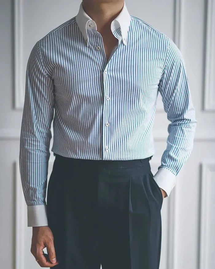 Stripped Blue Dress Shirt - BRABION