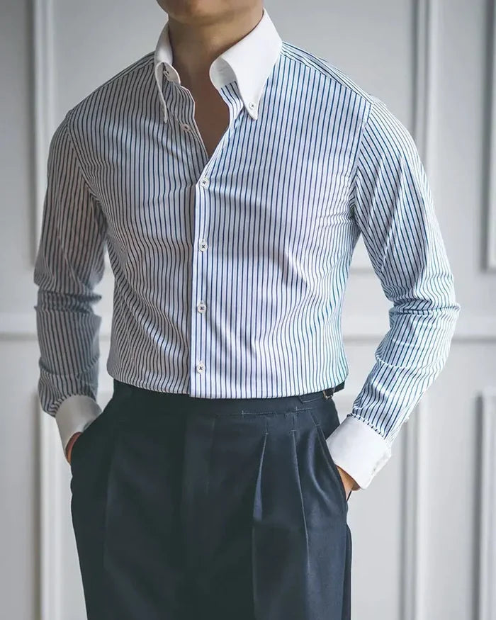 Stripped Blue Dress Shirt - BRABION