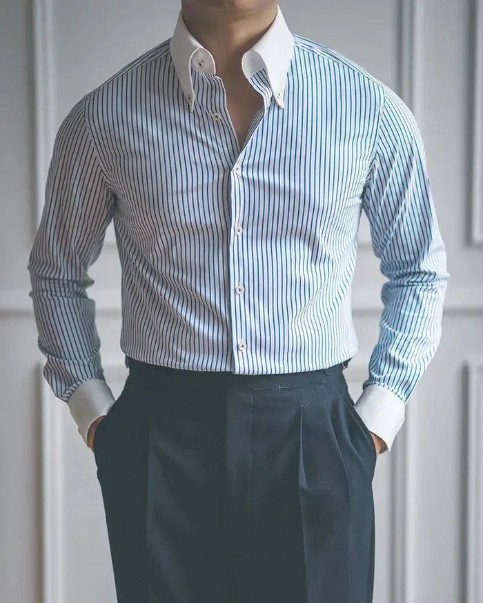 Stripped Blue Dress Shirt - BRABION