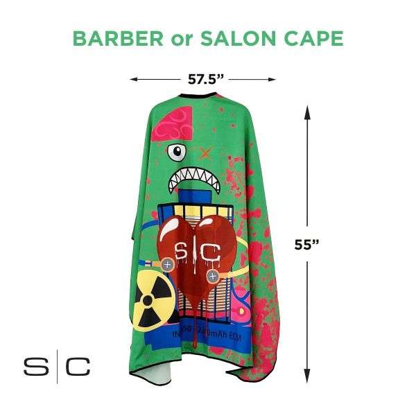 STYLECRAFT RADIOACTIVE  BARBER & STYLIST CAPE - GREEN - Palms Fashion Inc.
