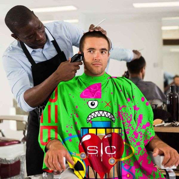 STYLECRAFT RADIOACTIVE  BARBER & STYLIST CAPE - GREEN - Palms Fashion Inc.
