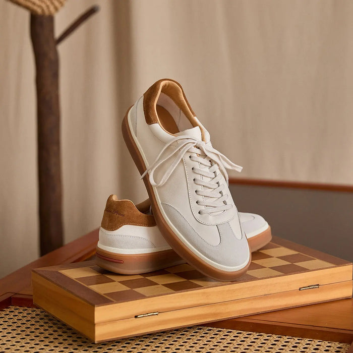 Suede Panel Leather Low-Top Trainers BRABION