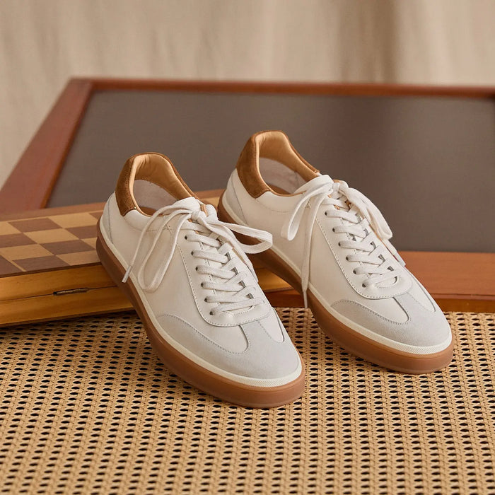 Suede Panel Leather Low-Top Trainers BRABION