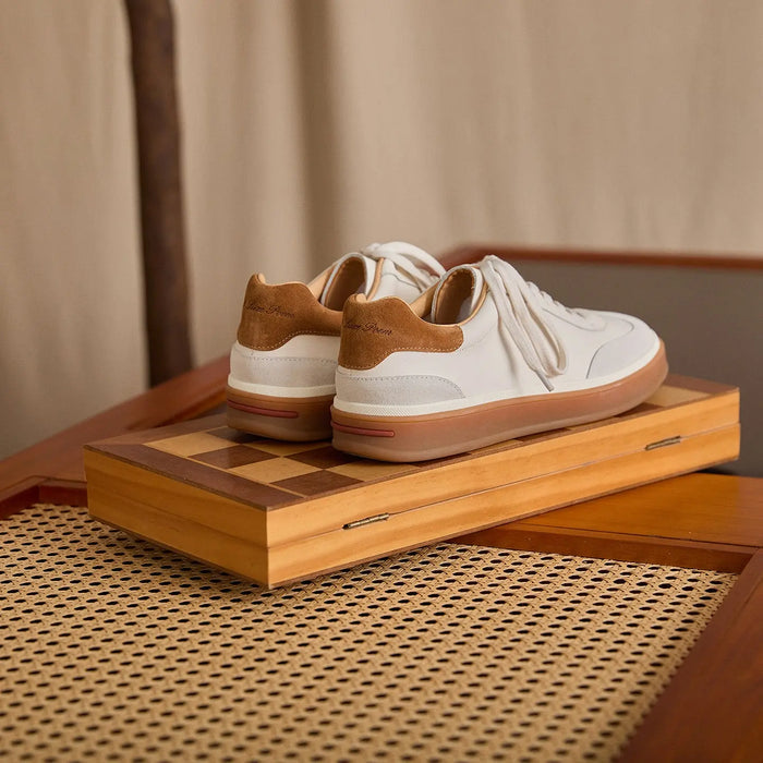 Suede Panel Leather Low-Top Trainers BRABION
