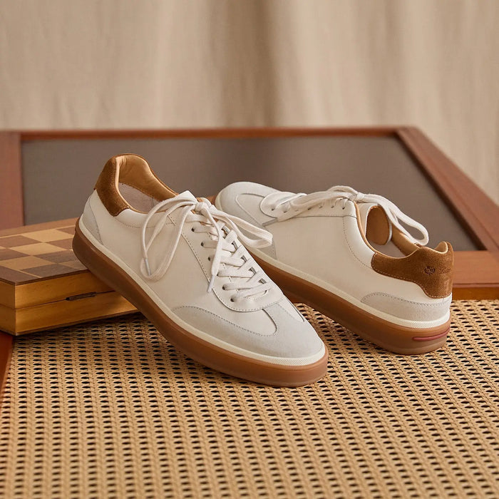 Suede Panel Leather Low-Top Trainers BRABION