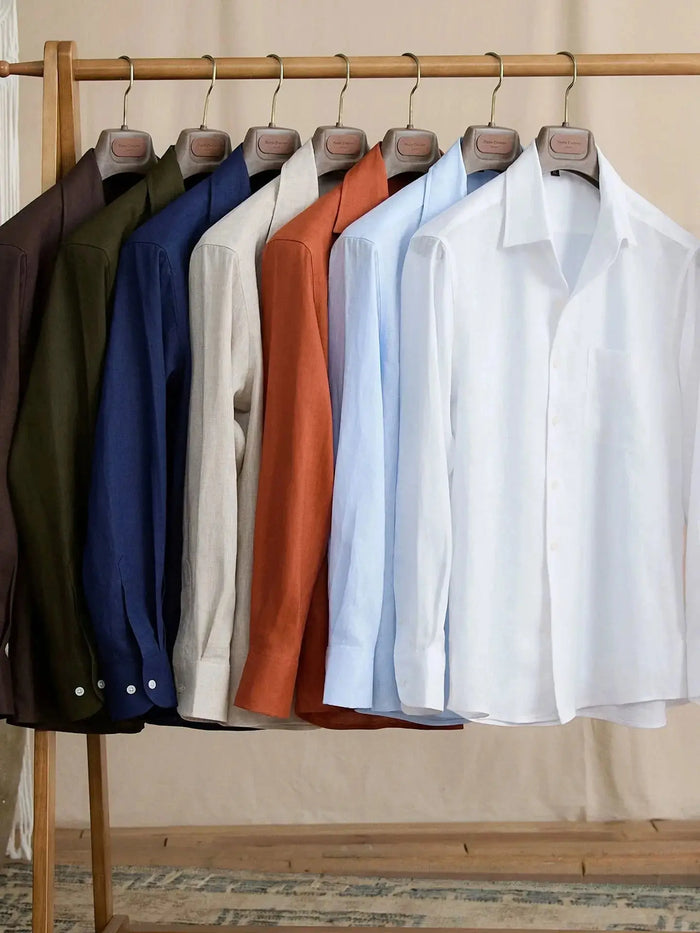 Summer Breathable Linen One-Piece Collar Men's Shirt Brabion