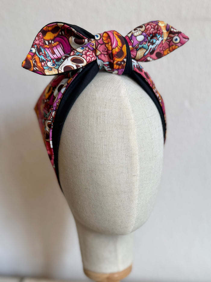 Summerween horror ice cream print headscarf bandana