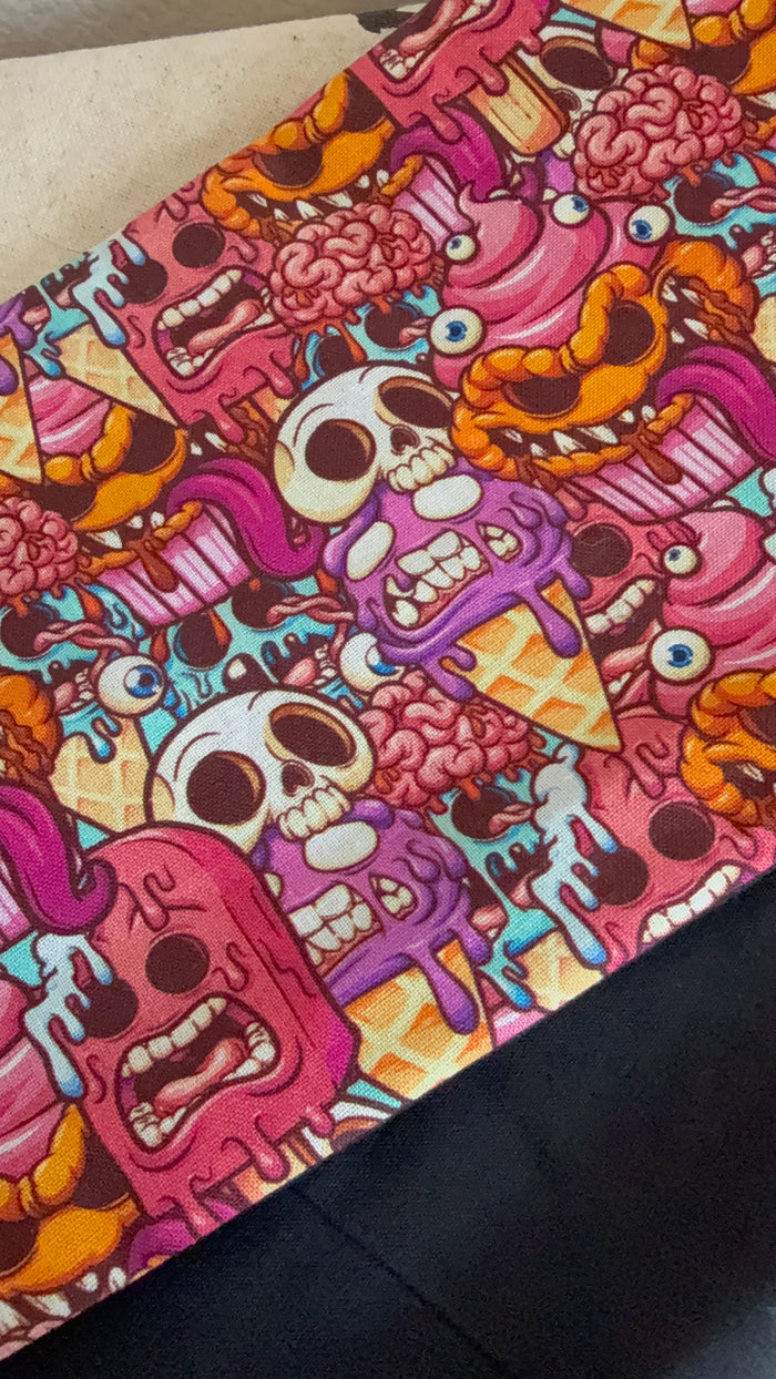 Summerween horror ice cream print headscarf bandana