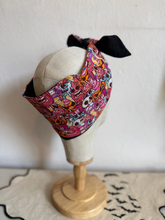 Summerween horror ice cream print headscarf bandana
