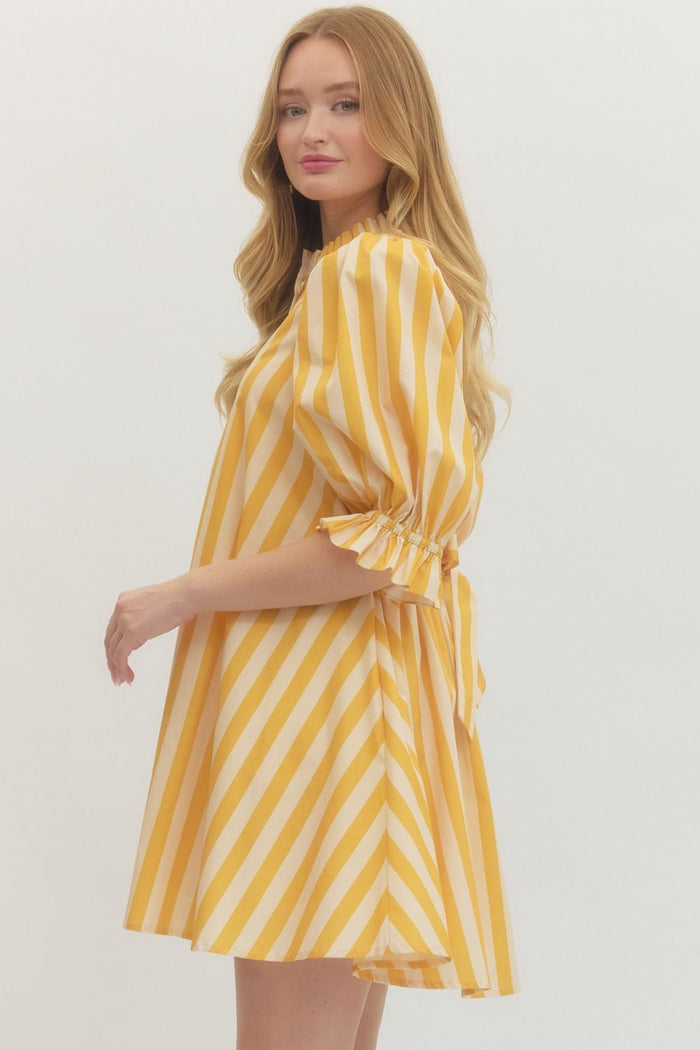 Sunshine Stripe Puff Sleeve Dress 💛