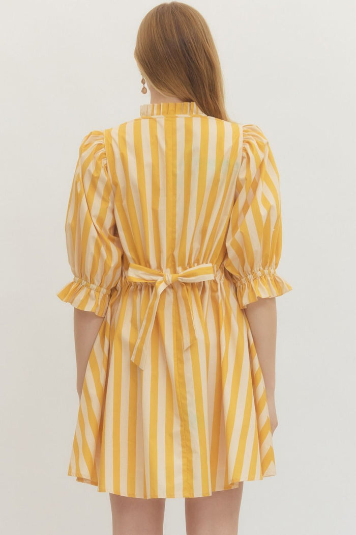 Sunshine Stripe Puff Sleeve Dress 💛