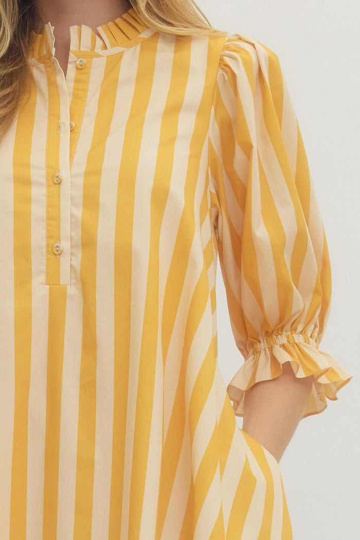 Sunshine Stripe Puff Sleeve Dress 💛