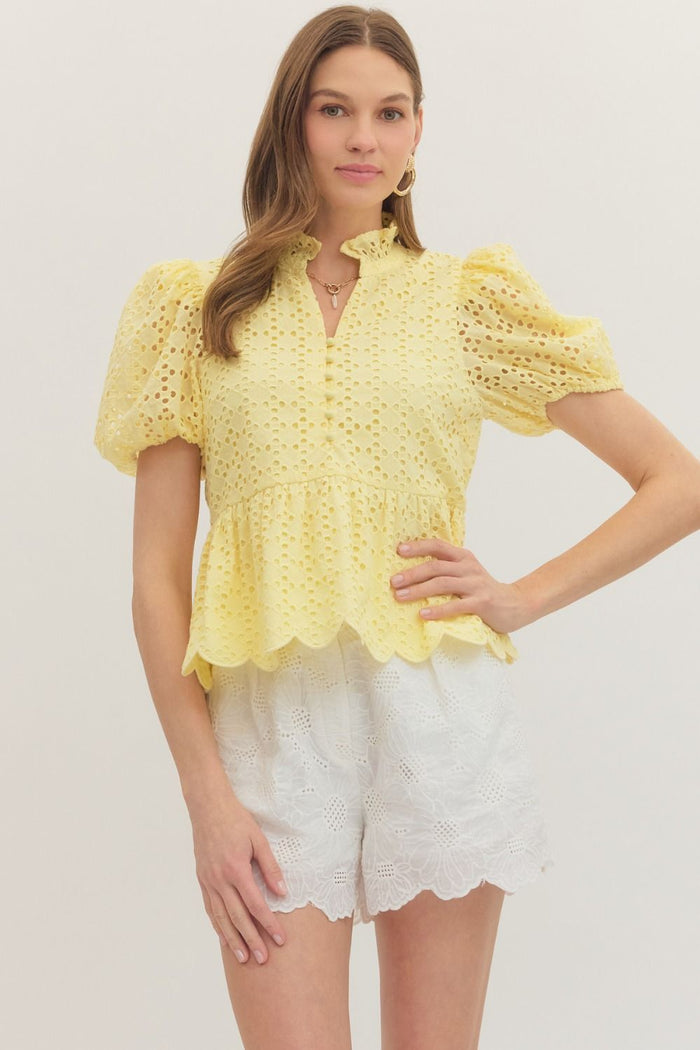 Sunshine Sweetheart Eyelet Top