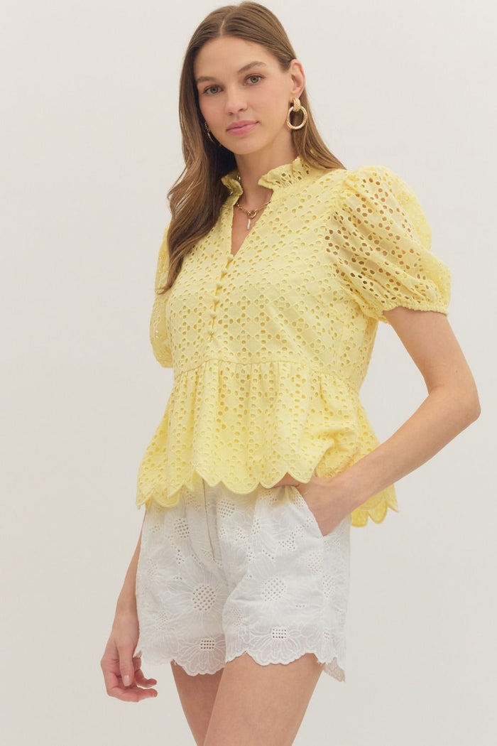 Sunshine Sweetheart Eyelet Top