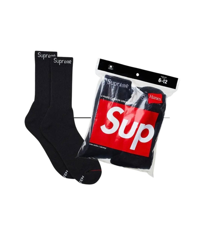 SUPREME BLACK SOCKS (PACK OF 4)
