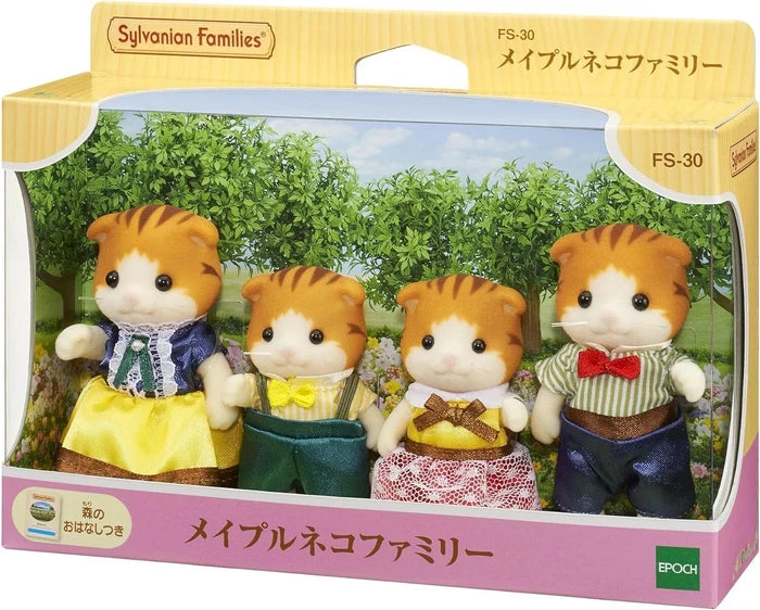 Sylvanian Families Maple Cat Family, original Japanese Epoch Co. box packaging