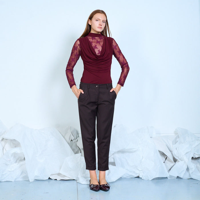 Tapered trousers with cuffed hems and side pockets wholesale