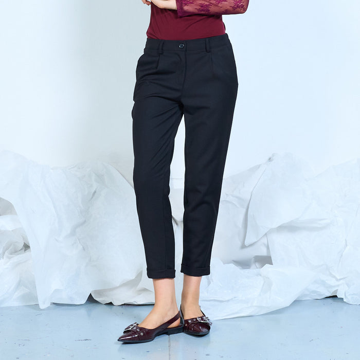 Tapered trousers with cuffed hems and side pockets wholesale