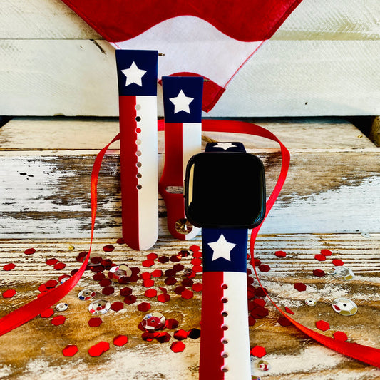 Texas Flag Print Silicone Band For Fitbit Versa 1/2