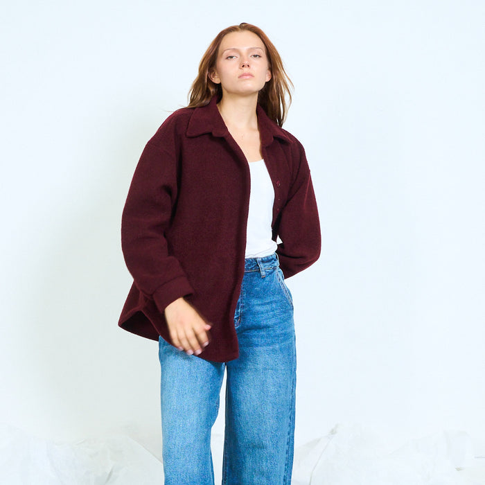 Textured button-front jacket with pointed collar wholesale