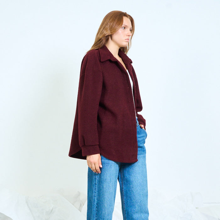 Textured button-front jacket with pointed collar wholesale