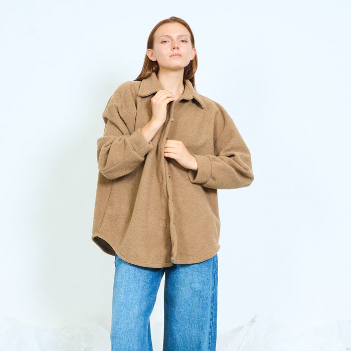 Textured button-front jacket with pointed collar wholesale