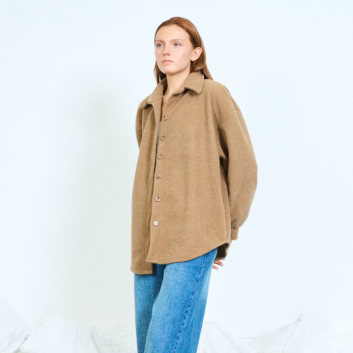 Textured button-front jacket with pointed collar wholesale