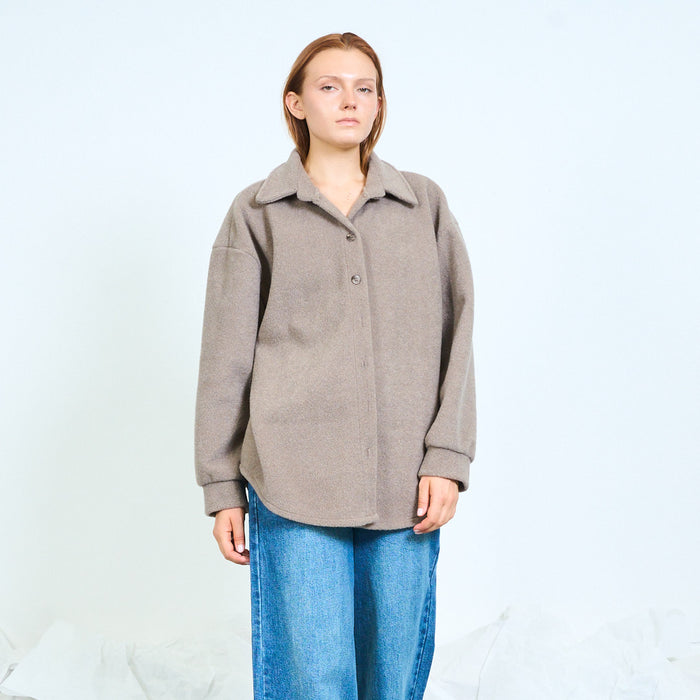 Textured button-front jacket with pointed collar wholesale