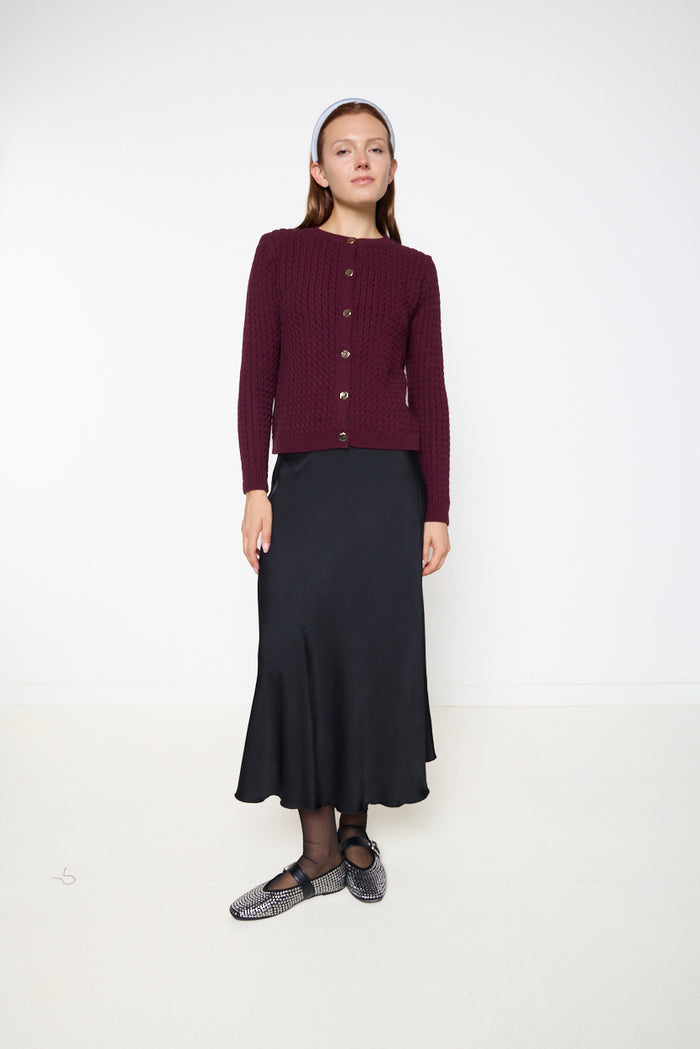Textured cable-knit button-front cardigan wholesale
