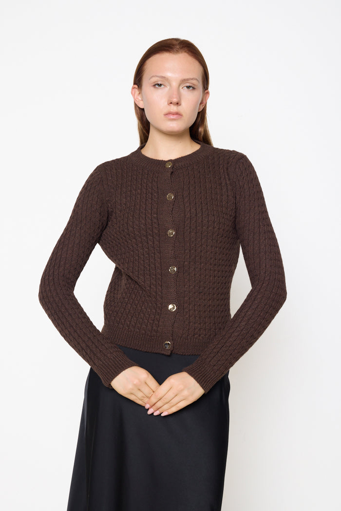 Textured cable-knit button-front cardigan wholesale