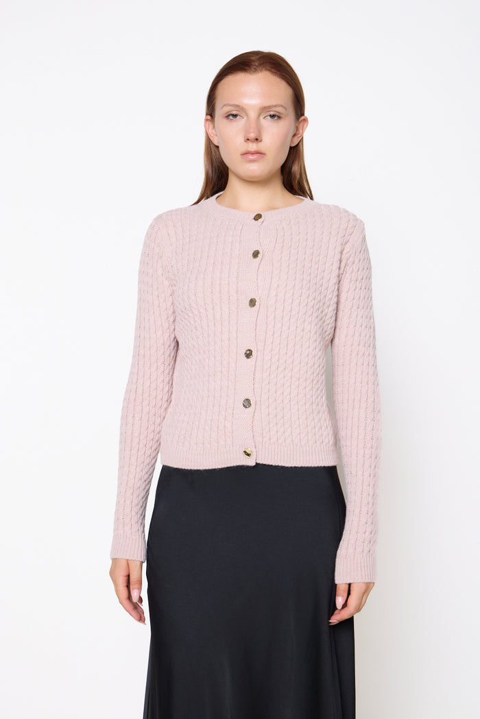 Textured cable-knit button-front cardigan wholesale