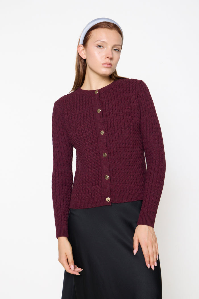 Textured cable-knit button-front cardigan wholesale