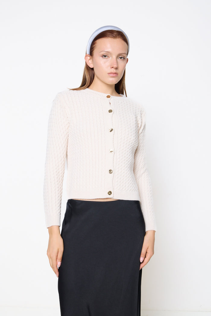 Textured cable-knit button-front cardigan wholesale