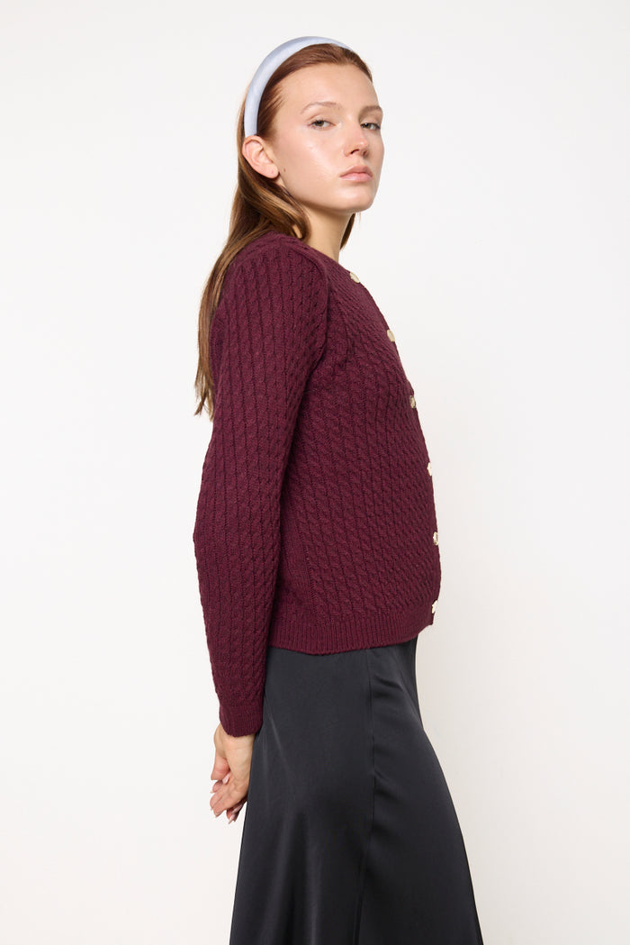 Textured cable-knit button-front cardigan wholesale
