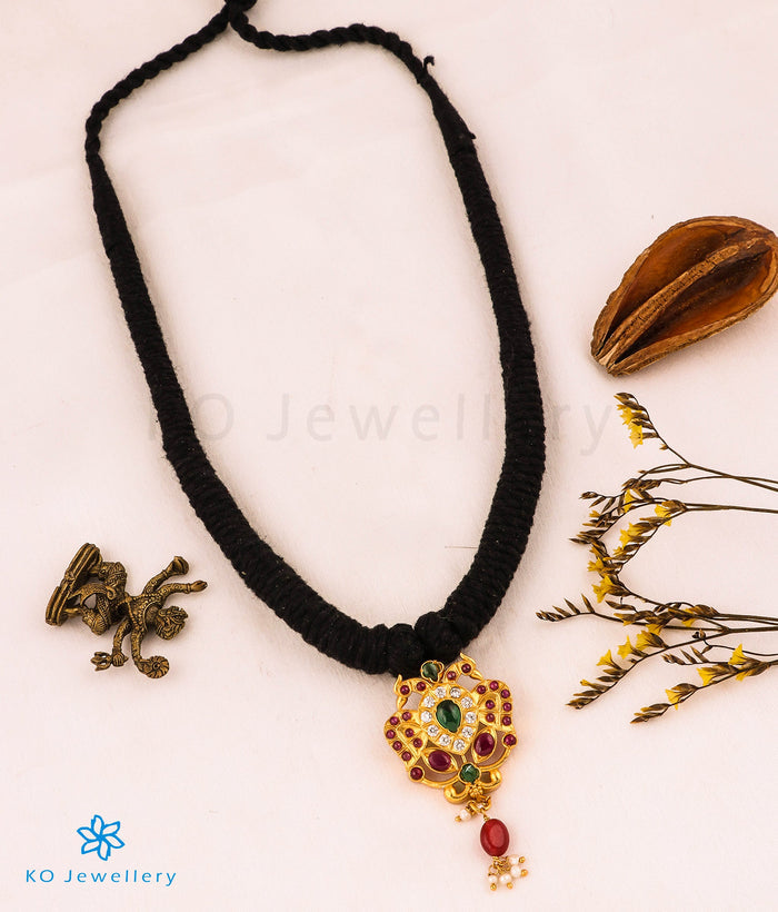 The Avani Gandaberunda Kemp Silver Thread Necklace (Black)