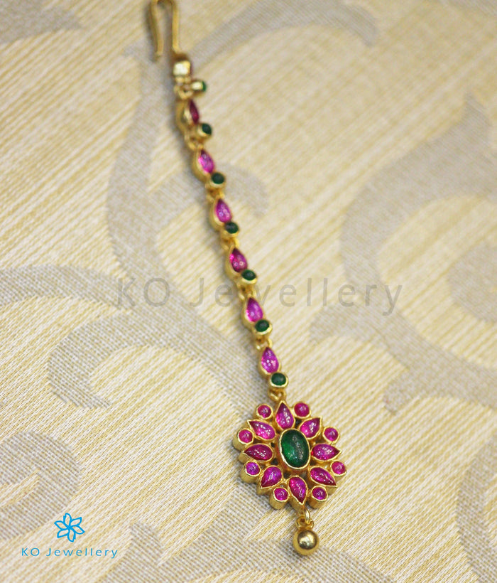 Silver maang tikka kempu stones bridal jewellery online