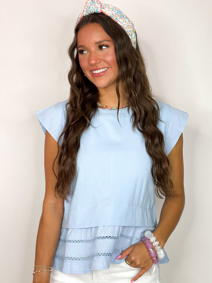 The Tina Stitched Top-Blue