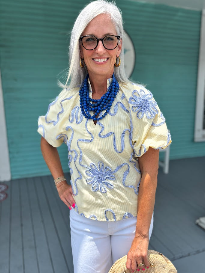 (THML) The Lorne Ribbon Top-Yellow