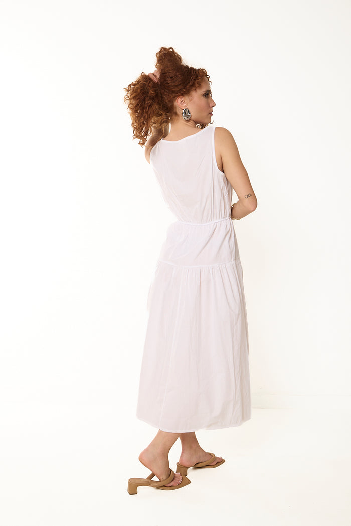 Tiered sleeveless midi dress wholesale