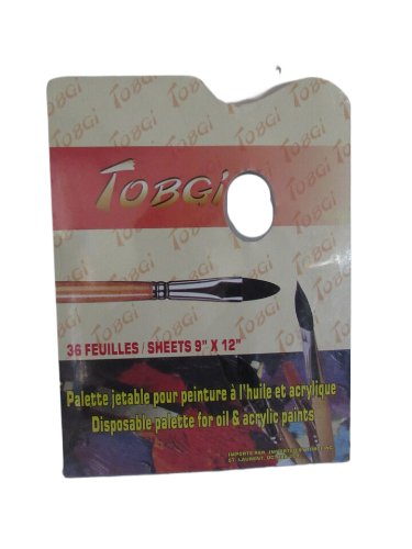 Artist Disposable Paper Palette, featuring a 9x12'' size with 36 sheets, suitable for oil and acrylic paints.
