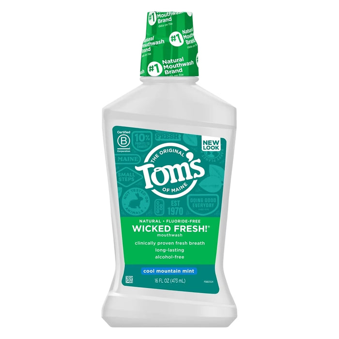 Tom’s of Maine Wicked Fresh Mouthwash, Cool Mint, Alcohol-Free, Fluoride-Free, 16 fl oz - 6 Pack